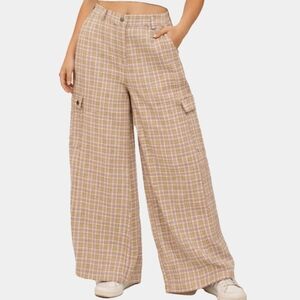 Forever 21 Plus High Waist Plaid Wide Leg Cargo Pants Size 1X